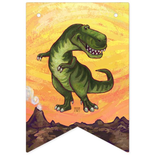 T-Rex Birthday Party Banner voor stomme koppen en (Eerste vlag)
