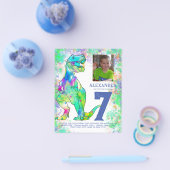 T Rex Birthday Party fotobudget Flyer (Enkel)