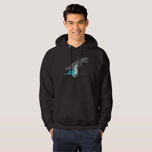 T-rex Blauwe Monk Parkiet, Grappige Birb memen, Sc Hoodie (Voorkant volledig)