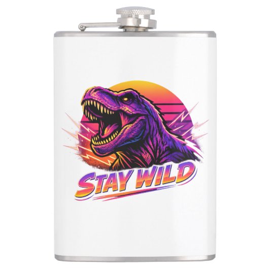 T-Rex Blijf Wild Heupfles (Voorkant)