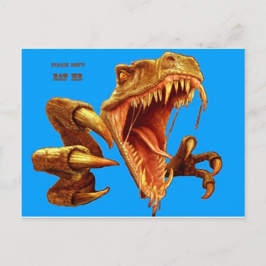 T Rex_blue screen.jpg Briefkaart (Voorkant)