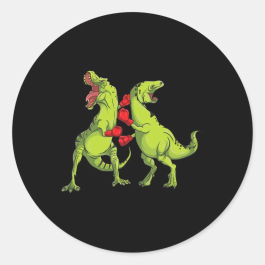 T-rex Boksen  Ronde Sticker (Voorkant)