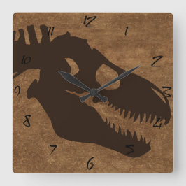 T-rex Botten Browns Vierkante Klok