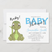 T rex boy baby shower aankondiging (Voorkant)