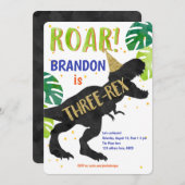 T-Rex, Boy, Third Birthday, Dinosaur Kaart (Voorkant / Achterkant)
