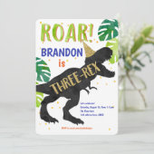 T-Rex, Boy, Third Birthday, Dinosaur Kaart (Staand voorkant)