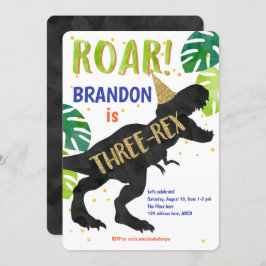 T-Rex, Boy, Third Birthday, Dinosaur Kaart