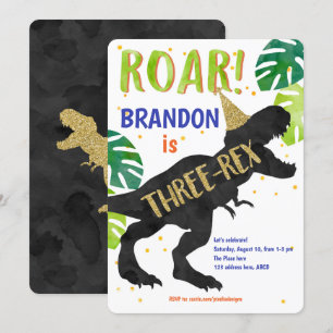 T-Rex, Boy, Third Birthday, Dinosaur Kaart