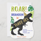 T-Rex, Boy, Third Birthday, Dinosaur Kaart (Voorkant)