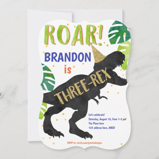 T-Rex, Boy, Third Birthday, Dinosaur Kaart (Voorkant)