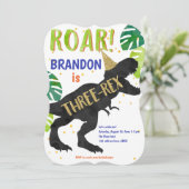 T-Rex, Boy, Third Birthday, Dinosaur Kaart (Staand voorkant)