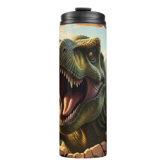 T-Rex Breaking Rock Mountainside Roar Thermosbeker (Voorkant)