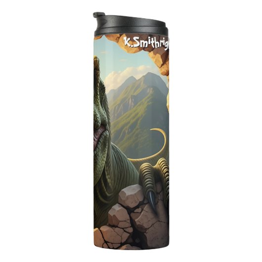 T-Rex Breaking Rock Mountainside Roar Thermosbeker (Geroteerd rechts)