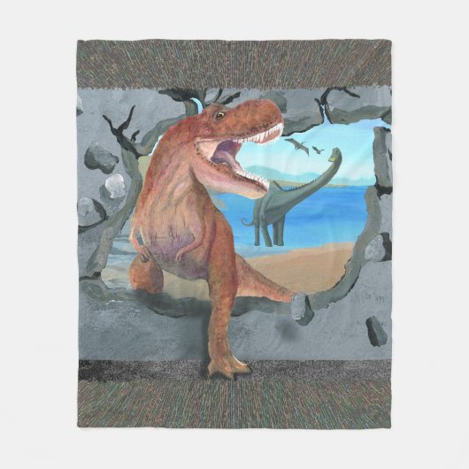 T-Rex breekt door de muur Fleece Deken (Voorkant)