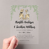 T-Rex Bride & Groom Dinosaur Theme Wedding  Acryl Uitnodigingen (Insitu (Draagbaar))
