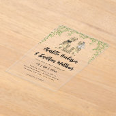 T-Rex Bride & Groom Dinosaur Theme Wedding  Acryl Uitnodigingen (Laagn)