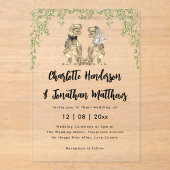 T-Rex Bride & Groom Dinosaur Theme Wedding  Acryl Uitnodigingen (Voorkant)