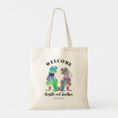 T-Rex bruid en bruidegom dinosaurus bruiloft welko Tote Bag (Achterkant)