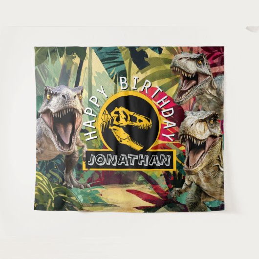 T rex brullende goede tijd achtergrond wandkleed (Voorkant (horizontaal))