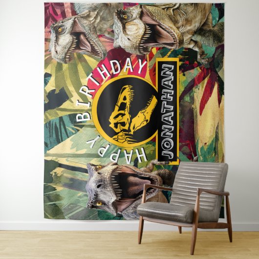 T rex brullende goede tijd achtergrond wandkleed (In situ)