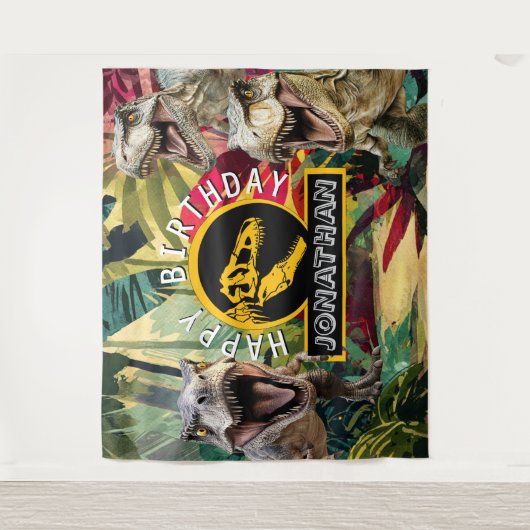 T rex brullende goede tijd achtergrond wandkleed (Voorkant)