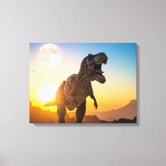 T-Rex Canvas Wandkunst – Brullende Dinosaur Decor Afdruk (Voorkant)