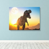 T-Rex Canvas Wandkunst – Brullende Dinosaur Decor Afdruk (Insitu (Houten vloer))