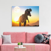 T-Rex Canvas Wandkunst – Brullende Dinosaur Decor Afdruk (Insitu (Woonkamer))