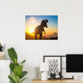 T-Rex Canvas Wandkunst – Brullende Dinosaurus Deco Poster (Thuiskantoor)