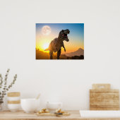 T-Rex Canvas Wandkunst – Brullende Dinosaurus Deco Poster (Keuken)
