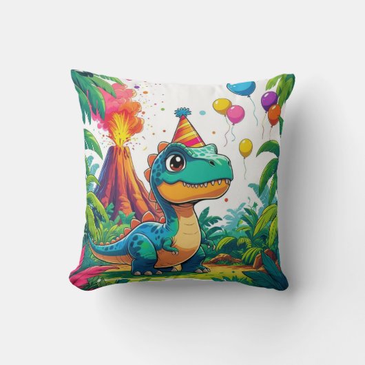 T-Rex Celebration Pillow for Kids Kussen (Voorkant)