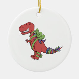 T-Rex Chirstmas-Ribboned Ornament