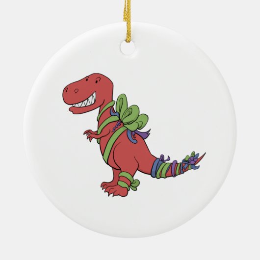 T-Rex Chirstmas-Ribboned Ornament (Achterkant)