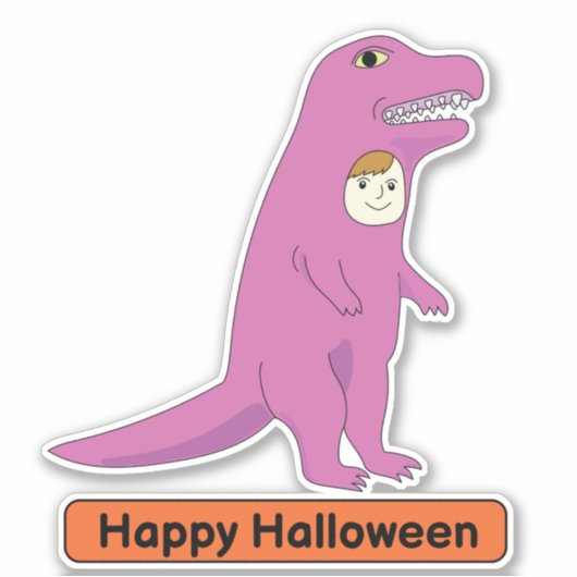 T-rex costume kind Sticker (Voorkant)