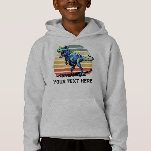T-Rex Custom Text Kinder Pullover Hoodie uitvoeren (Voorkant)