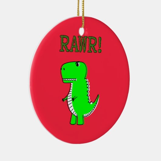 T Rex Cute Dino Red Kerstmis Keramisch Ornament (Rechts)