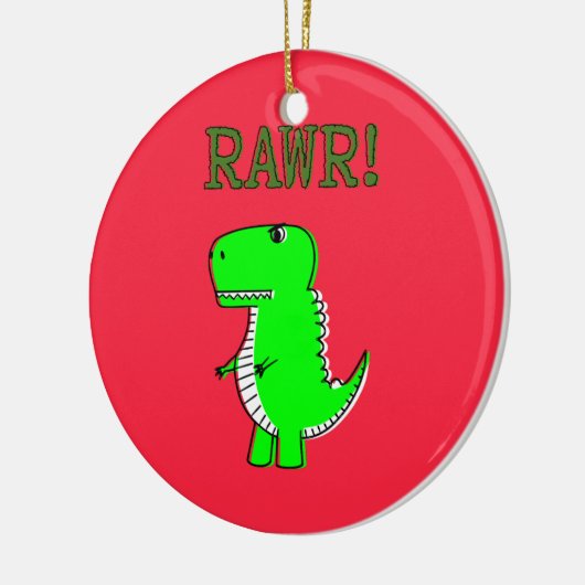 T Rex Cute Dino Red Kerstmis Keramisch Ornament (Links)