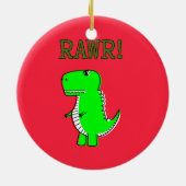 T Rex Cute Dino Red Kerstmis Keramisch Ornament (Achterkant)