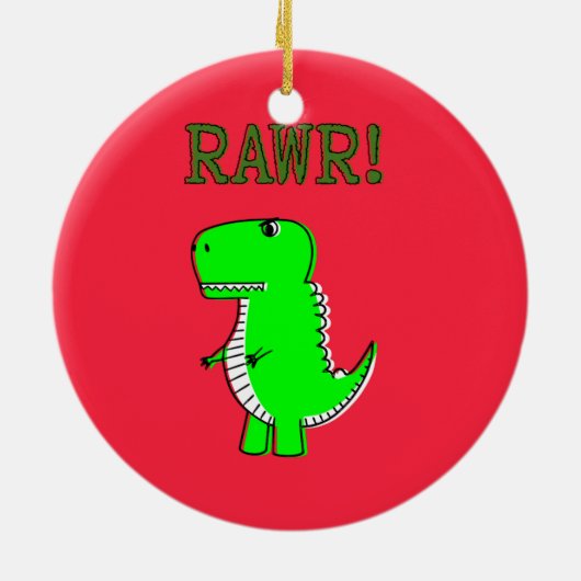 T Rex Cute Dino Red Kerstmis Keramisch Ornament (Achterkant)