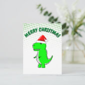 T Rex Cute Dino Santas KerstPet Briefkaart (Staand voorkant)