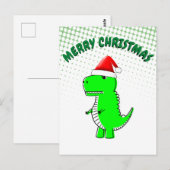 T Rex Cute Dino Santas KerstPet Briefkaart (Voorkant / Achterkant)