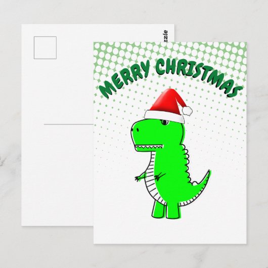T Rex Cute Dino Santas KerstPet Briefkaart (Voorkant / Achterkant)