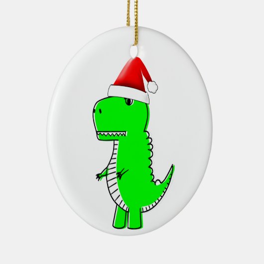 T Rex Cute Dino Santas KerstPet Keramisch Ornament (Rechts)