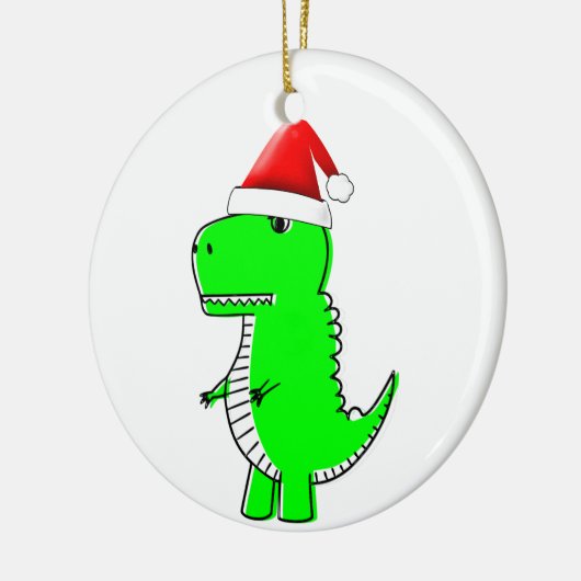 T Rex Cute Dino Santas KerstPet Keramisch Ornament (Links)