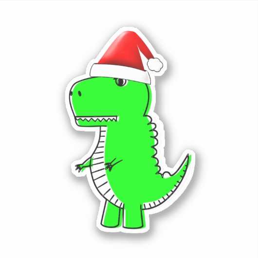 T Rex Cute Dino Santas KerstPet Sticker (Voorkant)