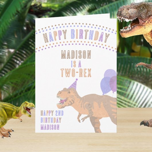 T-Rex dan elke leeftijd dinosaurus Happy Birthday Kaart