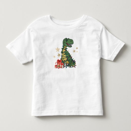 T-Rex De Gangen - Grappige Dinosaurus Kerstverlich Kinder Shirts (Voorkant)