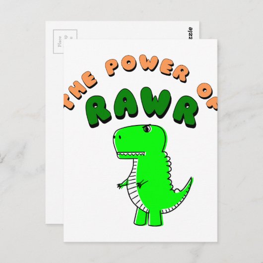 T-Rex de kracht van de RAWR Briefkaart (Voorkant / Achterkant)
