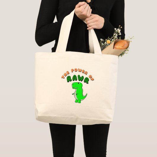 T-Rex de kracht van de RAWR Grote Tote Bag (Voorkant (product))