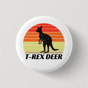 T-Rex Deer Tyrannosaurus Kangaroo - Retro Sunset Ronde Button 3,2 Cm